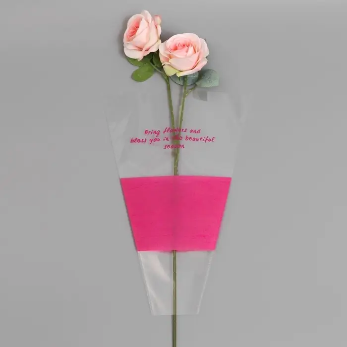 Пакет конус для цветов, с нетканым материалом, 26+7×37 см, фуксия