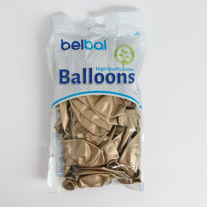 Шар латексный 14 Шар латексный 14", хром Glossy, золото, набор 50 шт.