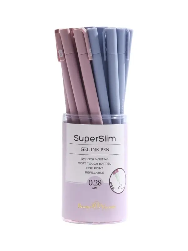 Ручка гелевая BrunoVisconti. Super Slim. Zefir 0.28 мм, стерж/черн, МИКС