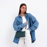 Сумка женская кросс-боди на молнии, 25.5&times;6.5&times;12.5 см, зелёная