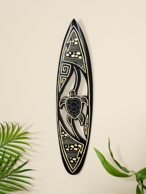 Панно "Доска для сёрфа "Черепашка" дерево 40х11 см