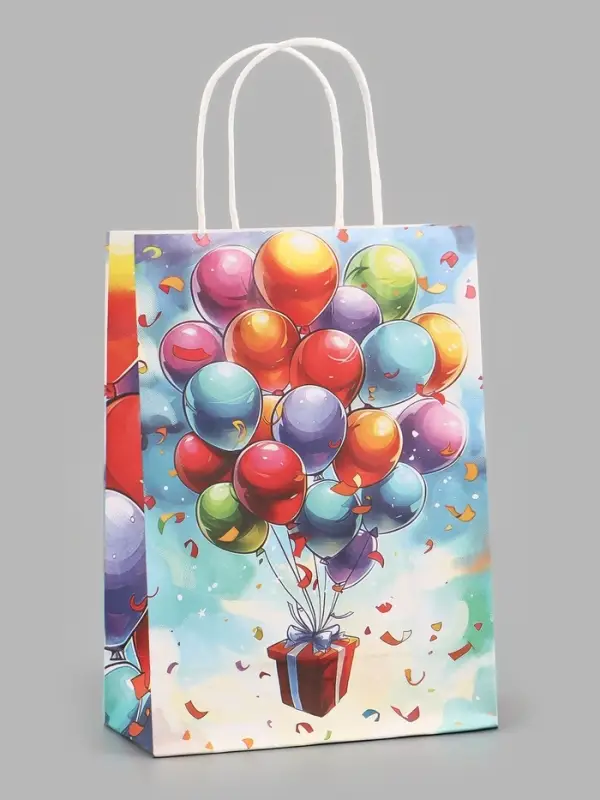 Пакет подарочный крафт &laquo;Воздушные шарики&raquo;, 18&times;25&times;8 см