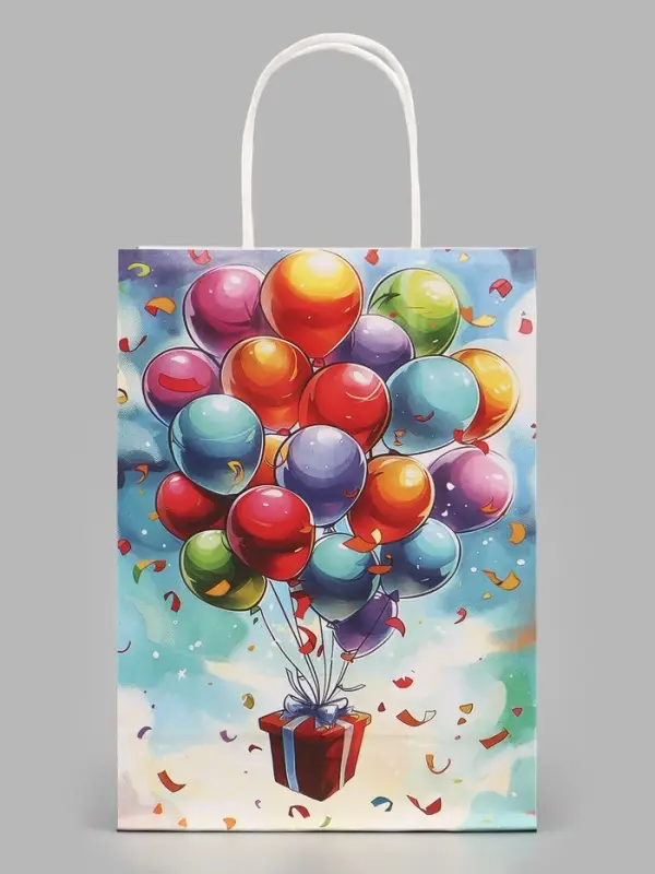 Пакет подарочный крафт &laquo;Воздушные шарики&raquo;, 18&times;25&times;8 см