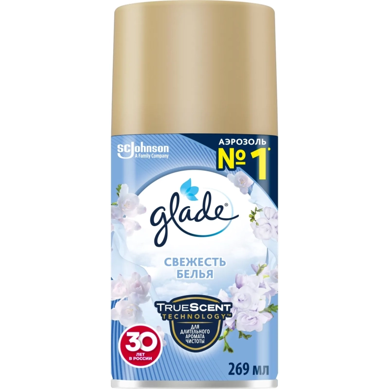 Баллон сменный для автоосвежителя Свеж-ть  бел  Glade 269 мл