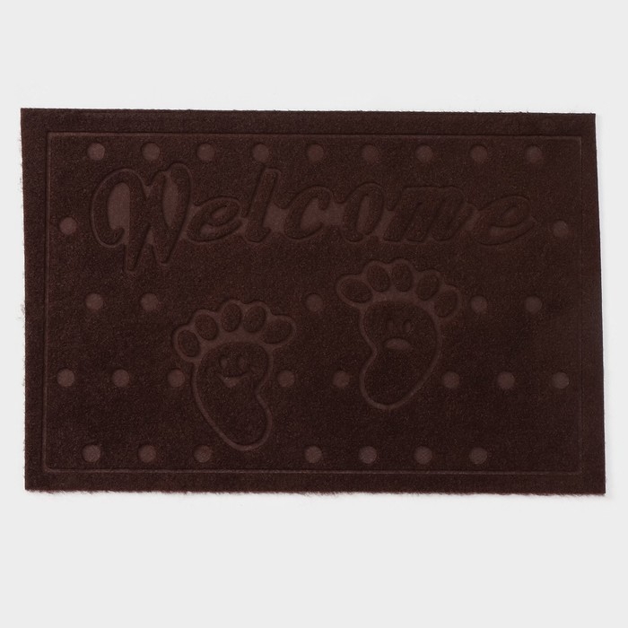 Коврик придверный Доляна &laquo;Следочки&raquo;, влаговпитывающий, без окантовки, 38&times;58 см, цвет МИКС