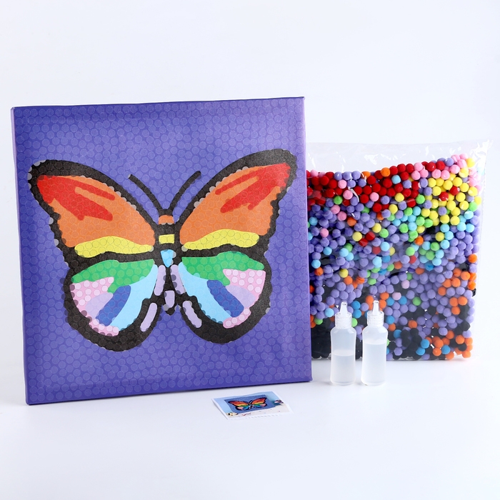 Аппликация помпошками &laquo;Бабочка&raquo;, размер &mdash; 30 &times; 30 см, клей 30 мл