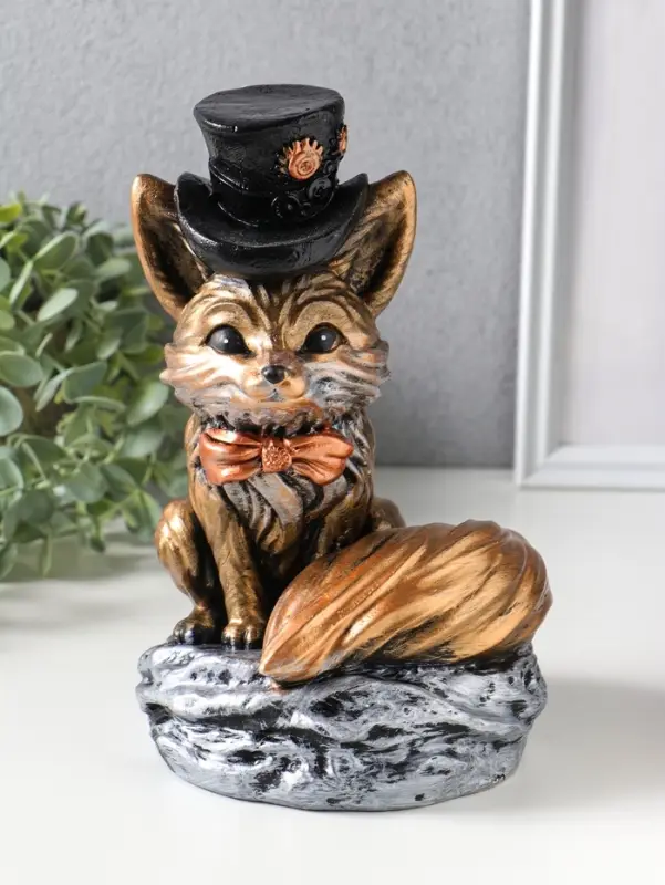 Копилка для денег &laquo;Лиса в шляпе&raquo;, гипс, 24&times;15 см, под бронзу с серебром