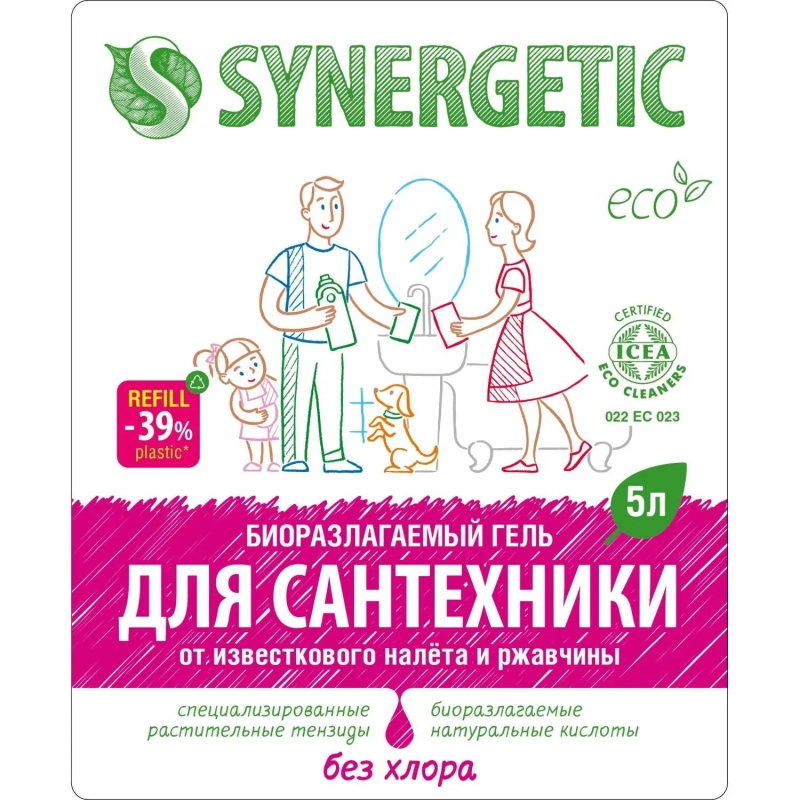 Средство для сантехники Synergetic концентрированное, без хлора 5л