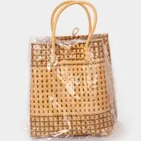 Сумка плетёная, 40&times;20&times;55 см, пластик, бежевая