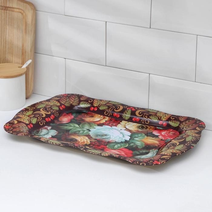 Поднос из нержавеющей стали «Бахмал», 38×24,7 см, рисунок МИКС Поднос из нержавеющей стали «Бахмал», 38×24,7 см, рисунок МИКС