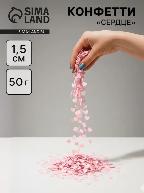Конфетти «Сердце» светло-розовые, металлик, 1.5 см, 50 г Конфетти «Сердце» светло-розовые, металлик, 1.5 см, 50 г