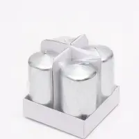 Свечи столбик 5&times;10 см, набор 4 шт., серебро