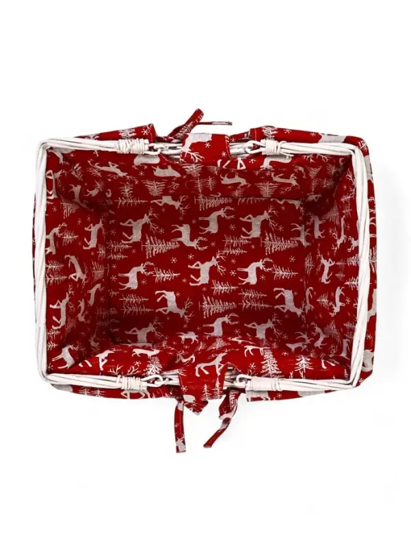 Корзина плетеная 37 х 28 х 18 см, ручка h=13 см белая, НГ ткань красный Корзина плетеная 37 х 28 х 18 см, ручка h=13 см белая, НГ ткань красный