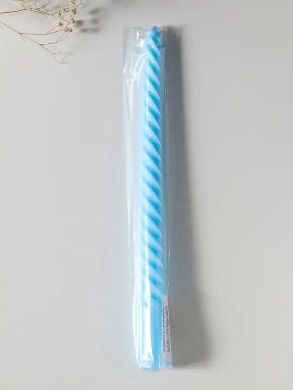 Свеча витая 25 см, 57 г, 5 ч, пастельно-голубой