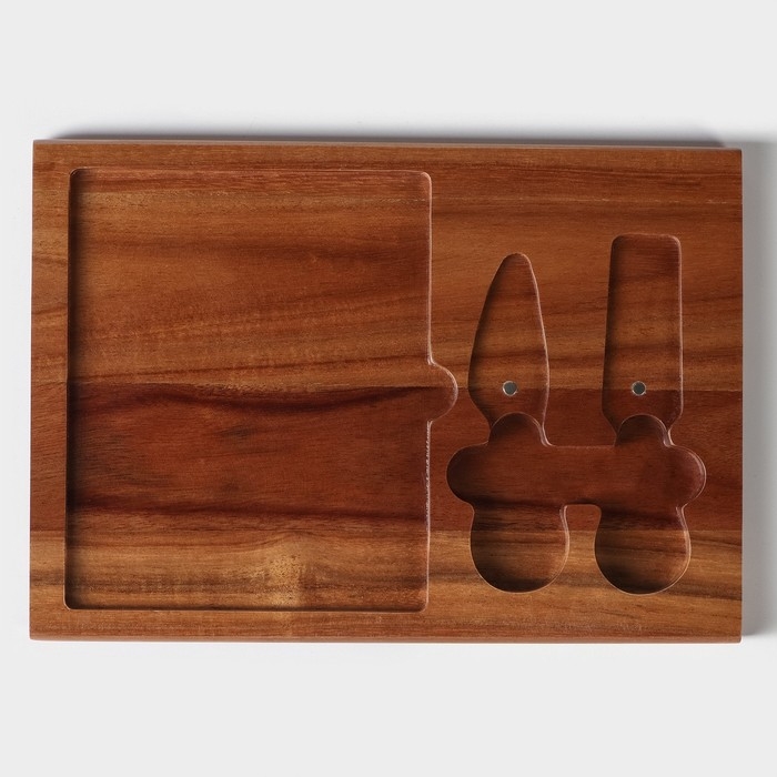 Набор для подачи сыра «Мрамор», 2 ножа, акация Набор для подачи сыра «Мрамор», 2 ножа, акация