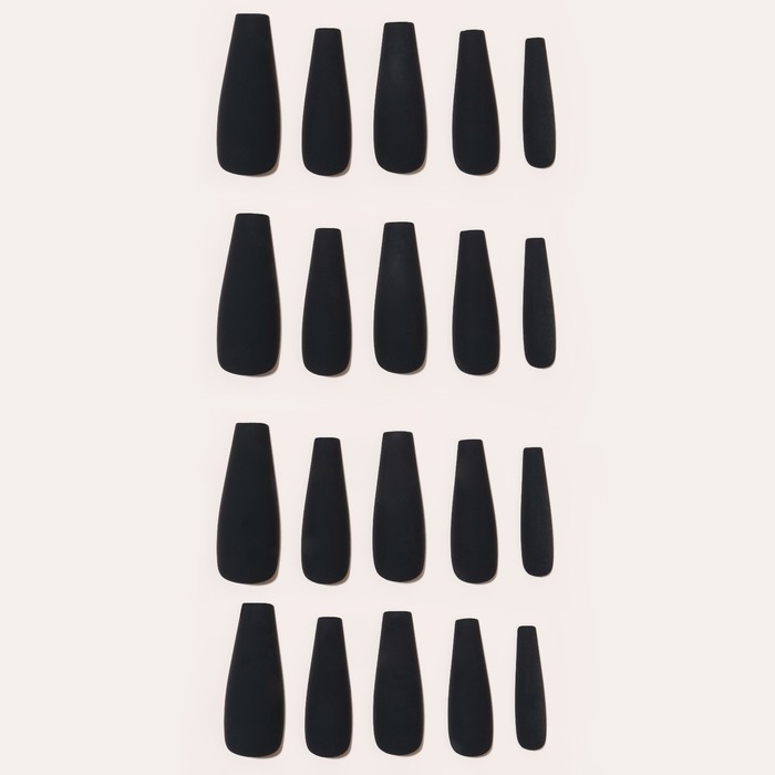 Накладные ногти, 24 шт, форма балерина, цвет матовый чёрный