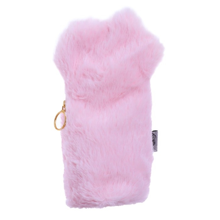 Пенал мягкий 1 отделение, 120 х 230 мм, плоский, меховой, Calligrata Пенал мягкий 1 отделение, 120 х 230 мм, плоский, меховой, Calligrata "Кошачья лапка" розовый