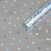 Пленка для цветов "Сердечки конфетти", лаванда, 0,7 х 7,6 м, 40 мкм, 200 гр