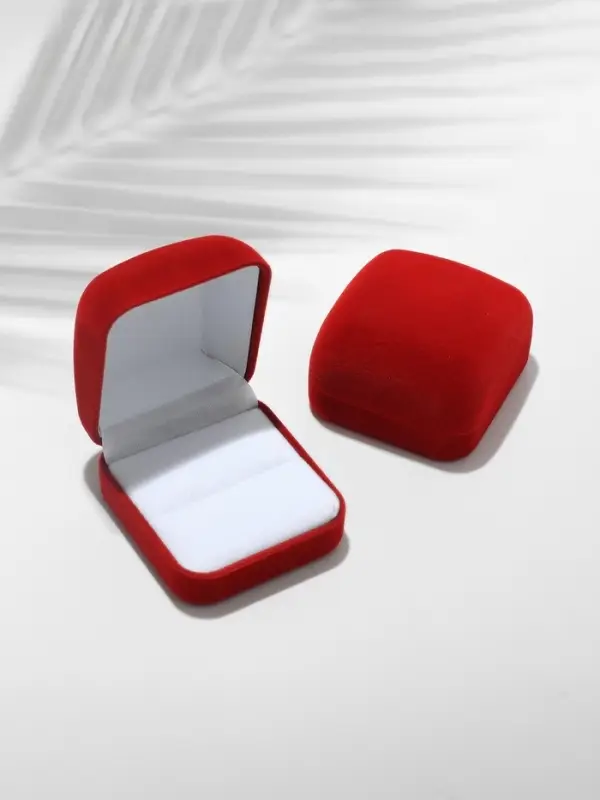 Футляр под кольцо, серьги &laquo;Классический&raquo;, бархатный, 5&times;5.5 см, красный