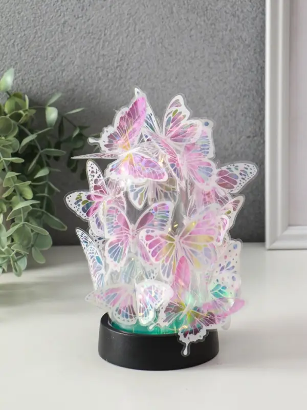 Сувенир пластик Сувенир пластик "Бабочки на колбе" LED 2хAG13 + наклейки бабочки 8,5х8,5х15 см