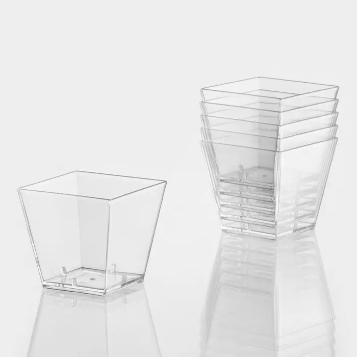 Форма пластиковая одноразовая для фуршета «Квадрат», 60 мл, прозрачная