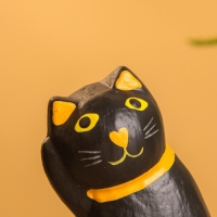 Сувенир «Чёрный кот», 3×5×6 см, дерево