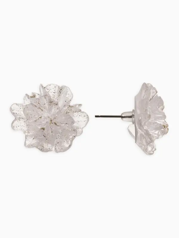 Серьги Серьги "Цветок ажурный воздушный", цвет прозрачный белый с блестками