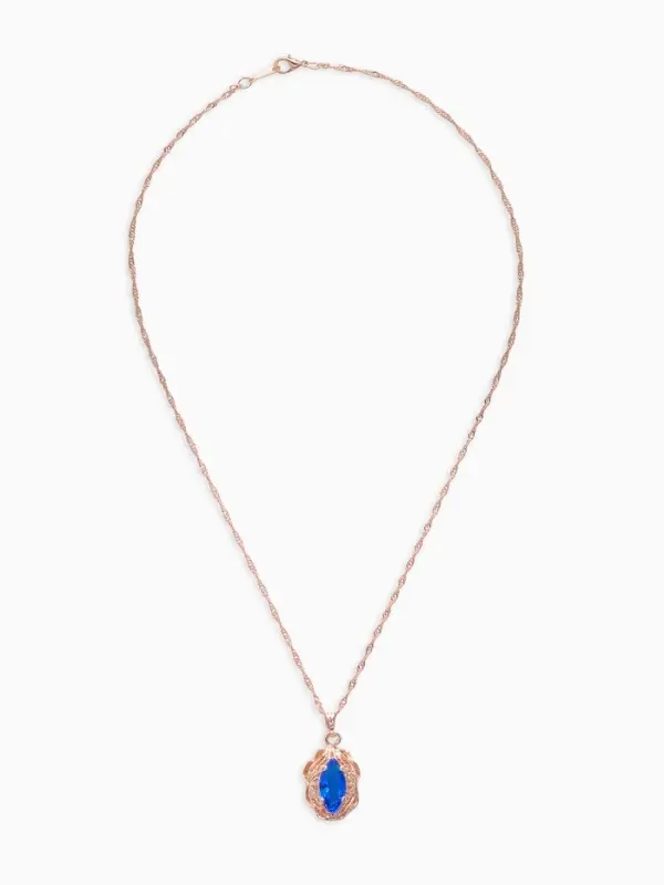 Гарнитур 3 предмета: серьги, кулон, кольцо безразмерное &laquo;Эдель&raquo;, ажурный овал, син в золоте, 45 см