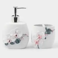 Аксессуары для ванной &laquo;Орхидея&raquo;, 3 предмета, дозатор 580 мл, мыльница, стакан