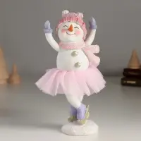 Фигурка полистоун &laquo;Снеговичок в розой юбке&raquo;, 8.5&times;7&times;18 см