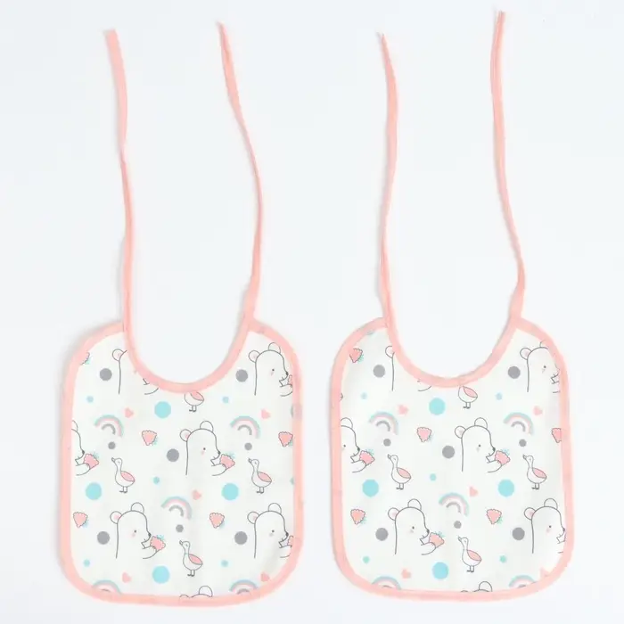 Набор детских слюнявчиков Крошка Я, 4 шт. + подарок, 20&times;17 см, цвет розовый, серый