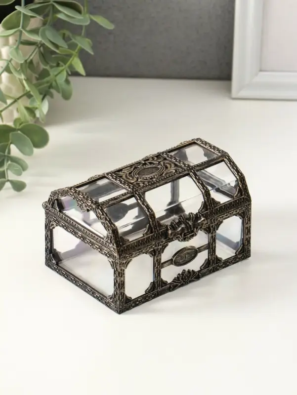 Шкатулка пластик "Сундучок" бронза 10,5х8х6,5 см