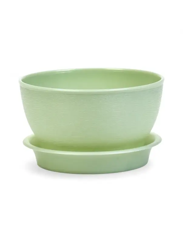 Горшок для цветов с поддоном 0,5 л d12,5см h7 см "Фиалочка" зеленый перламутр