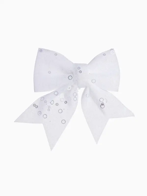 Ёлочные игрушки 2 шт., бантики, &laquo;Зимнее волшебство. Бант с пайетками&raquo; пластик, 12&times;12 см, белый