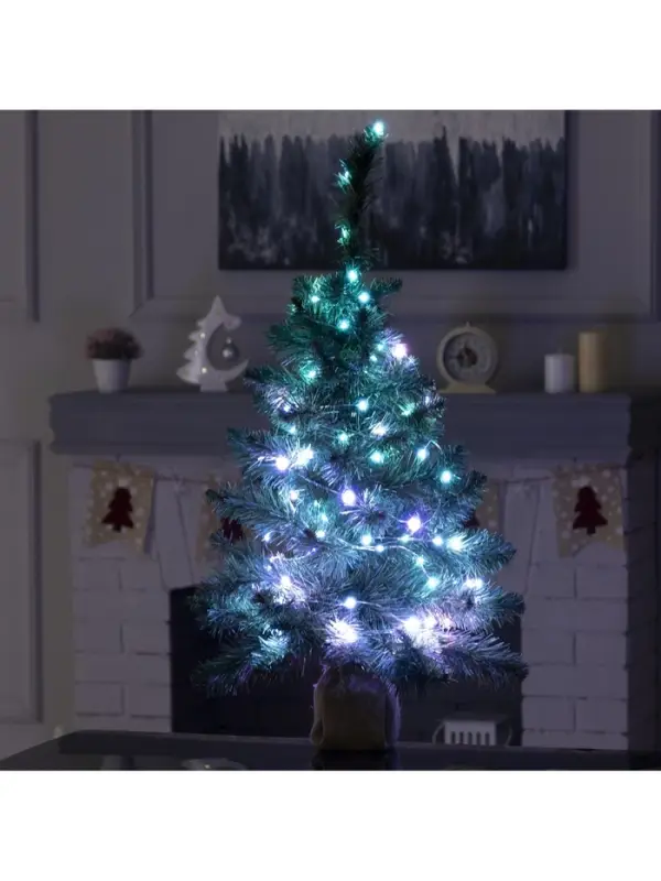 Гирлянда &laquo;Нить&raquo; 10 м, роса, IP20, серебристая нить, 100 LED, пульт ДУ, свечение RGB, USB