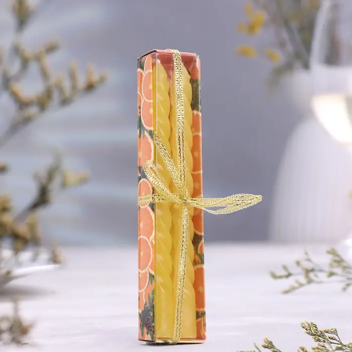 Набор свечей витых, 1,5х 15 см, 2 штуки, аромат апельсин Набор свечей витых, 1,5х 15 см, 2 штуки, аромат апельсин