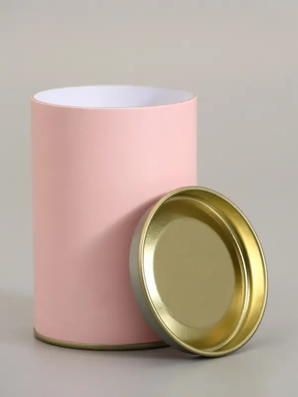 Тубус 73&times;110 мм (90 мм внутренняя высота), картон, металлическая крышка розовый