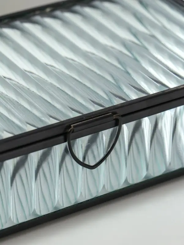 Шкатулка стекло с металлическим каркасом "Линии" прозрачная 10х20х4,3 см