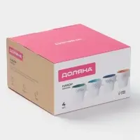 Набор кружек Доляна &laquo;Кофейная карта&raquo;, 4 шт., 315 мл, 11&times;8.5&times;10 см, фарфор, белый