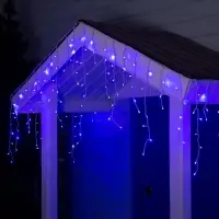 Гирлянда &laquo;Бахрома&raquo; 4&times;0.6 м, IP44, белая нить, 180 LED, свечение синее, мерцание белым, 220 В