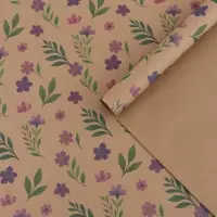 Бумага упаковочная крафт &laquo;Сиреневые цветы&raquo;, 50&times;70 см