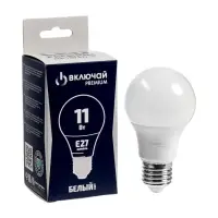 Лампа светодиодная Включай, А60, 11 Вт, E27, 1045 Лм, 4000K, IP20, свечение нейтральное белое, матов