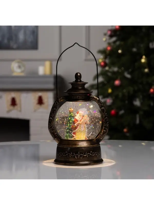 Светодиодная фигура &laquo;Дед Мороз и ёлка&raquo; 20&times;14&times;11 см, от батареек ААх3, USB, свечение тёплый белый