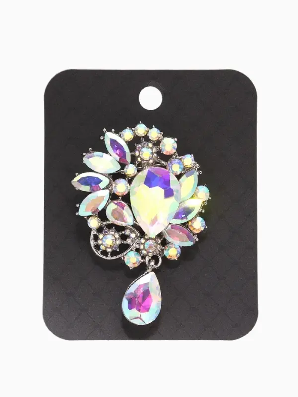Брошь &laquo;Императрица&raquo;, сияние, радужная в серебре
