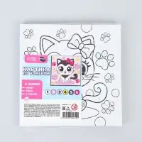Картина по номерам &laquo;Кошечка с бантиком&raquo; 15&times;15 см