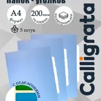 Набор папок уголков, А4, 200 мкм, 5 штук, Calligrata TOP Breeze, 3 отделения, небесный, глянцевые, полупрозрачные