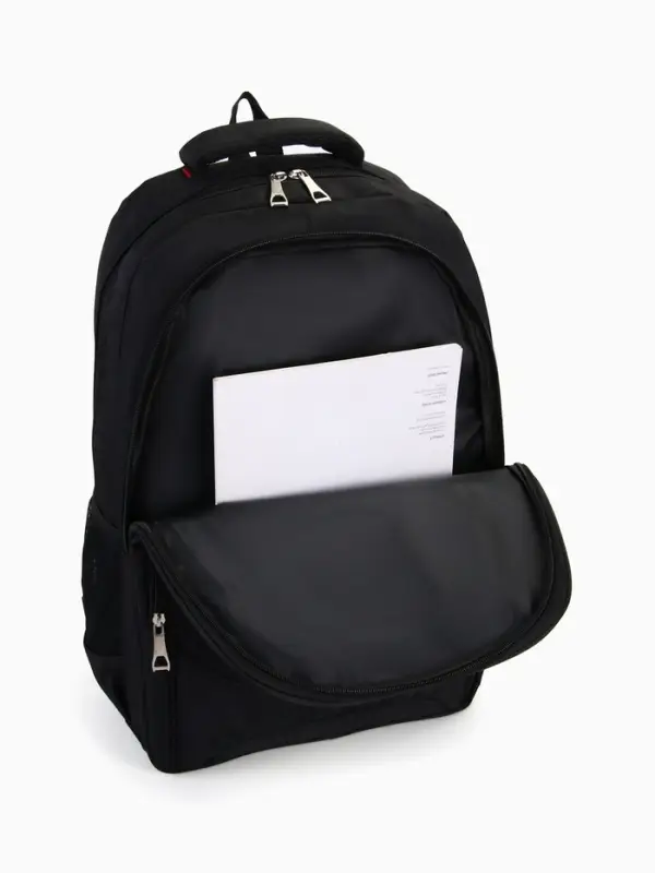 Рюкзак молодёжный на молниях, 2 отдела на молнии, с карманами, размер 37&times;17&times;54 см, чёрный