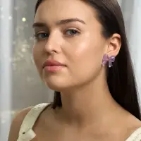 Серьги пластик &laquo;Бантик&raquo;, перламутровый, фиолетовые