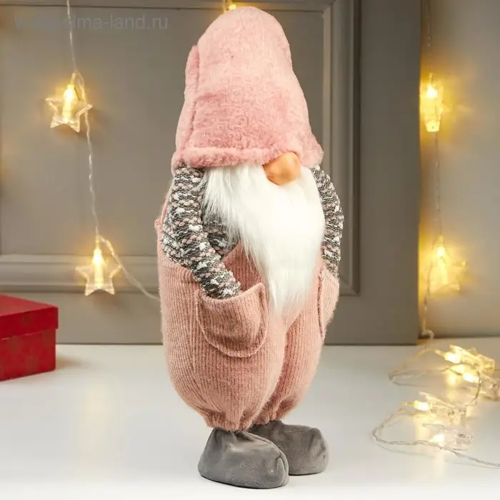 Кукла интерьерная Кукла интерьерная "Дедушка в розовом колпаке и комбинезоне" 57х16х22 см