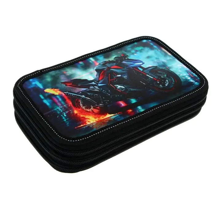 Пенал 3 секции, 125 х 205 мм, Calligrata Пенал 3 секции, 125 х 205 мм, Calligrata "Мото", ламинированный картон